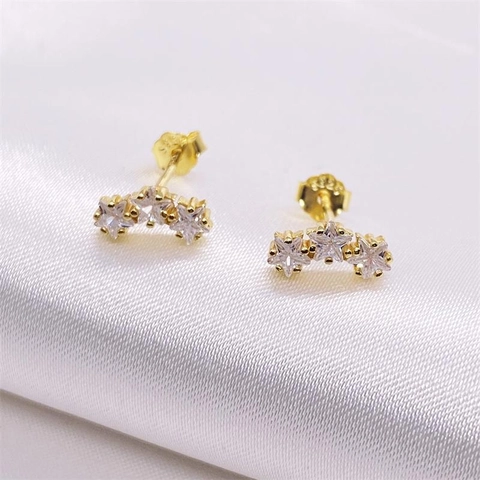 Orecchini a Bottone a Stella in Argento Sterling 925 Per Donna Con Strass Intarsiati Moda Gioielli Individuali Oro Platino