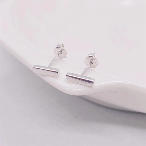 Minimalistische 925 Sterlingsilber Rechteckige Bar Ohrstecker Polierte Kleine Geometrische Unisex Modeschmuck Geschenk