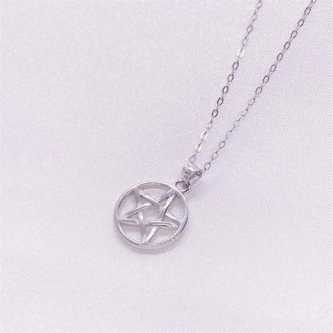 Collana con Ciondolo a Pentagramma in Argento Sterling 925 Ciondolo a Forma di Stella Circolare Geometrica Minimalista per Donna Uomo