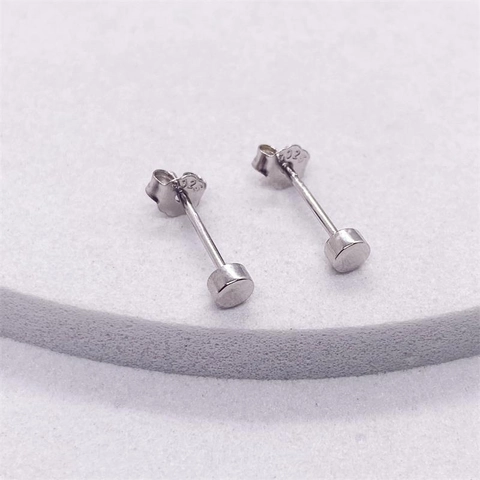 Orecchini a Bottone Cilindrici in Argento Sterling S925 Minimalisti Tondi Gioielli da Piercing per Uomo Donna Accessorio Moda Quotidiana
