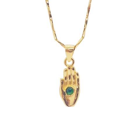 Collana Con Ciondolo Mano Di Fatima In Argento Sterling 925 Strass Verde Malocchio Palmo Collana Per Unisex Gioielli Hip Hop