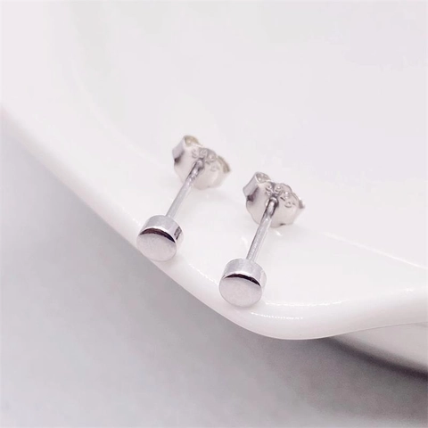 Orecchini a Bottone Cilindrici in Argento Sterling S925 Minimalisti Tondi Gioielli da Piercing per Uomo Donna Accessorio Moda Quotidiana