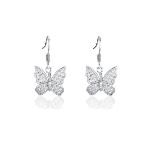 Pendientes de Gancho de Mariposa de Plata de Ley 925 para Mujer con Pavé de Strass Delicados Pendientes Colgantes Regalo