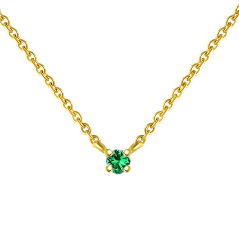 Minimalist S925 Sterling Silver Gold Plated Round Green White Rhinestone Pendant Necklace For Women Elegant Fashion Jewelry