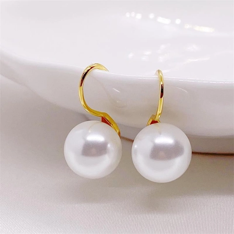 Elegante S925 Sterlingsilber Künstliche Perle Ohrhaken Runde Schalenperle Hängende Ohrringe Für Damen Mode Schmuck Geschenk