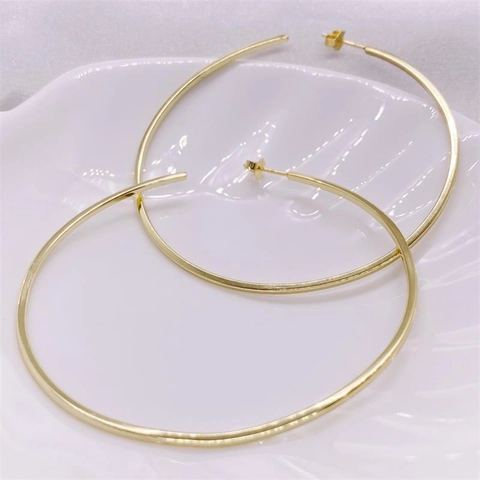 925 Sterling Silver Large Hoop Earrings For Women Minimalist Geometric Oversized Round Circle High Polish Earrings Fashion Jewelry