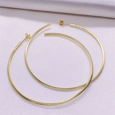 925 Argento Sterling Orecchini a Cerchio Grande Per Donna Placcato Oro Minimalista Geometrico Tondo Cerchio Gioielli di Moda