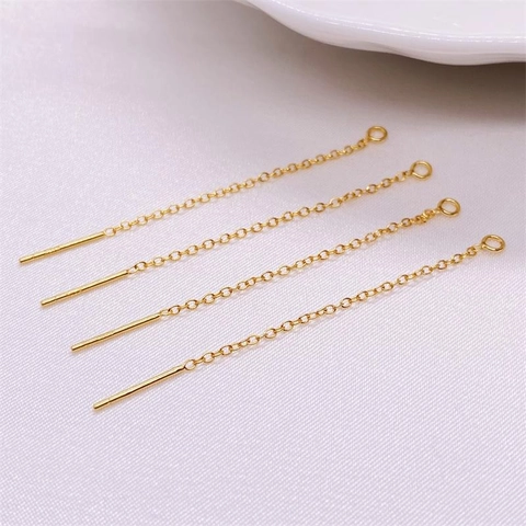 Cadena de Pendientes de Plata de Ley 925 Chapada en Oro DIY Creación de Joyas Pendientes de Hilo para Mujer