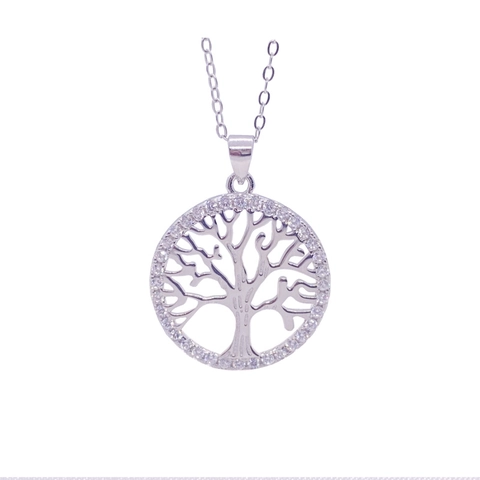Collana con Ciondolo Albero della Vita in Argento Sterling 925 Ciondolo Rotondo Cavo con Strass per Donna Gioielli