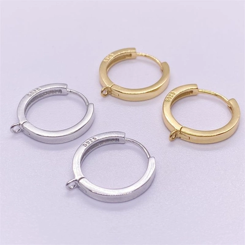 925 Sterling Silver DIY Earring Findings Smooth Hoop Earring Clasps Simple Polished Round Jewelry Making Components For Women