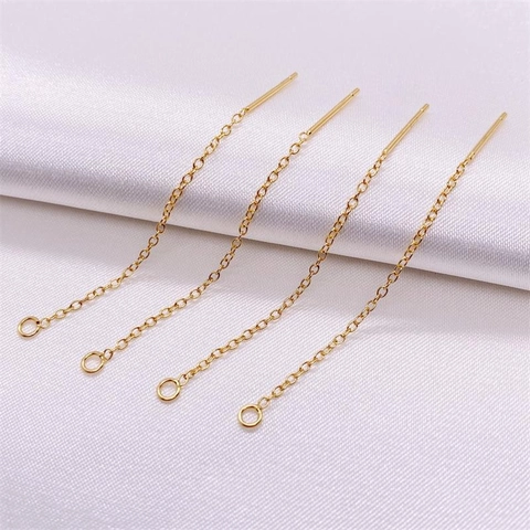 Cadena de Pendientes de Plata de Ley 925 Chapada en Oro DIY Creación de Joyas Pendientes de Hilo para Mujer