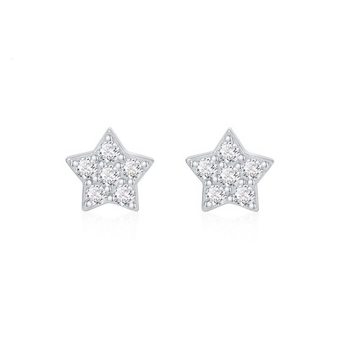 Orecchini a Lobo a Stella in Argento Sterling 925 Con Zirconi Trasparenti Piccoli Orecchini a Pentagramma Minimalisti Per Donna