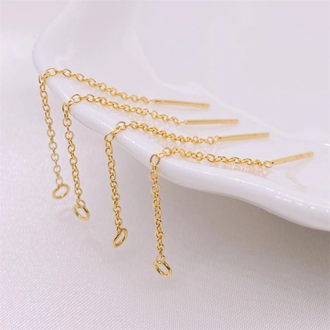 S925 Sterling Silver Ear Threader Chain Tassel Handmade DIY Earring Finding Components Plated Gold For Women Jewelry Making