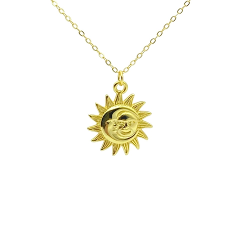 925 Sterling Silber Sonne Mond Gesicht Anhänger Halskette Für Damen Herren Vergoldet Retro Böhmischen Schmuck Kette Halskette Geschenk