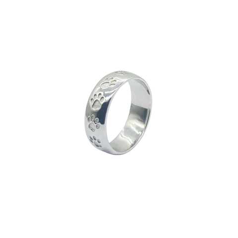 925 Sterling Silver Paw Print Ring Minimalist Korean Style Animal Footprint Finger Ring For Men Women Unisex Jewelry Gift