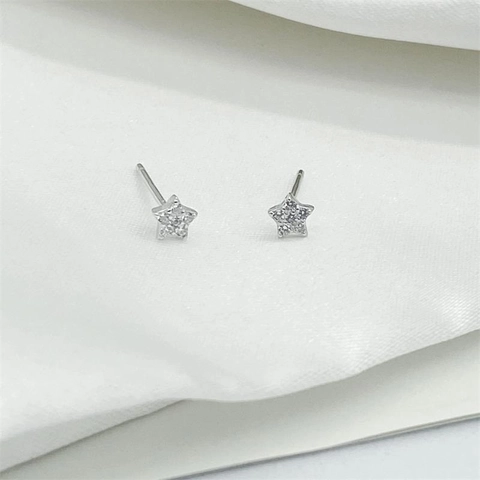 Orecchini a Lobo a Stella in Argento Sterling 925 Con Zirconi Trasparenti Piccoli Orecchini a Pentagramma Minimalisti Per Donna