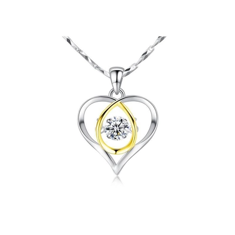 Collana con Ciondolo a Cuore in Argento Sterling 925 Strass Mobile Bicolore Gioielli Minimalisti per Donna Regalo di San Valentino