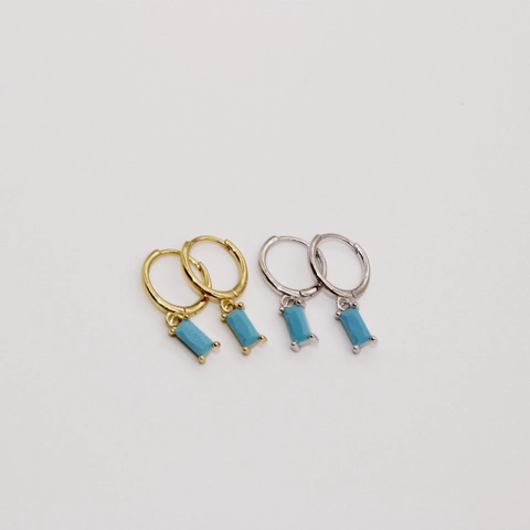 Pendientes de Aro Minimalistas de Plata de Ley 925 con Estrás Rectangular para Mujer Joyas Geométricas Bañadas en Oro