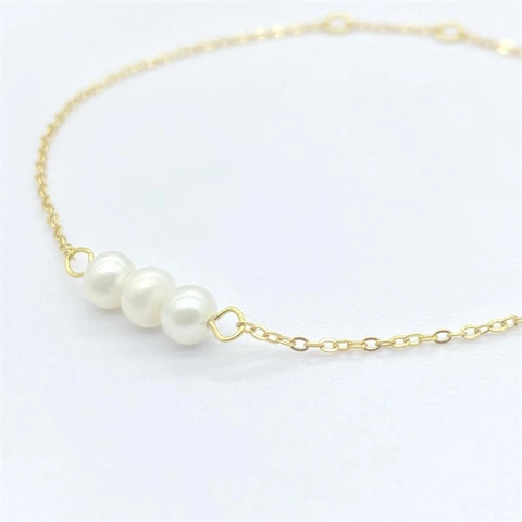 Pulsera de Plata de Ley 925 con Perlas de Agua Dulce Irregulares Chapada en Oro Cadena Minimalista para Mujer Joyería de Moda