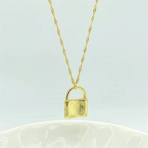 Minimalist 925 Sterling Silver Gold Plated Lock Pendant Necklace For Women Fashion Dainty Link Chain Jewelry Daily Gift