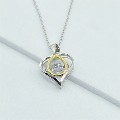 Collana con Ciondolo a Cuore in Argento Sterling 925 Strass Mobile Bicolore Gioielli Minimalisti per Donna Regalo di San Valentino