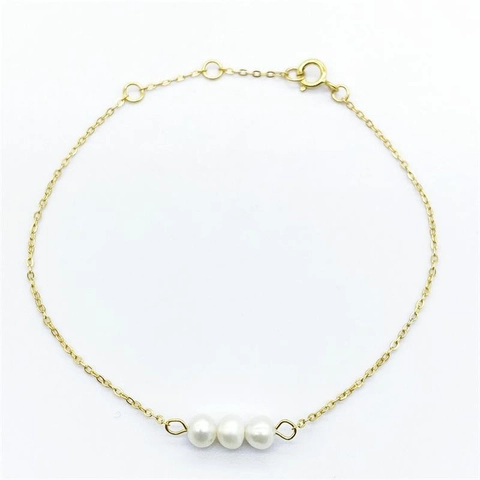 Pulsera de Plata de Ley 925 con Perlas de Agua Dulce Irregulares Chapada en Oro Cadena Minimalista para Mujer Joyería de Moda