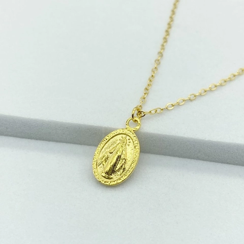 925 Sterling Silver Virgin Mary Pendant Necklace Miraculous Medal Relief Oval Religious Jewelry For Women Daily Gift