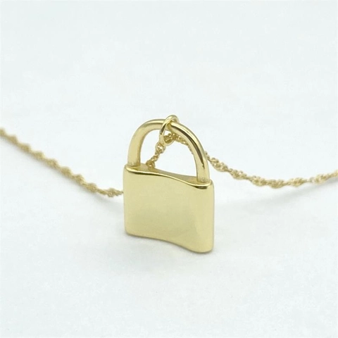 Minimalist 925 Sterling Silver Gold Plated Lock Pendant Necklace For Women Fashion Dainty Link Chain Jewelry Daily Gift