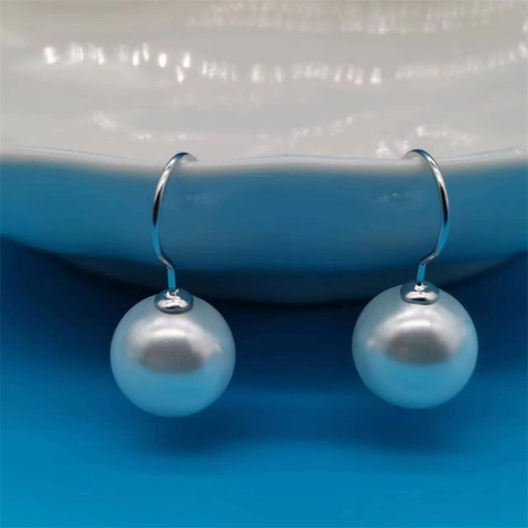 S925 Sterlingsilber Ohrhaken Mit Runder Weißer Künstlicher Perle Elegante Minimalistische Hängeohrringe Für Damen Schmuck