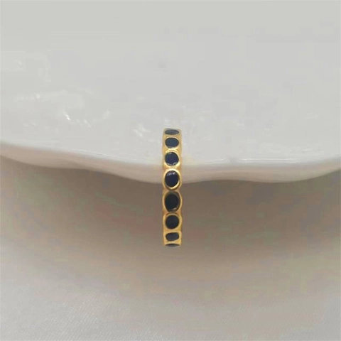 Orecchino a Clip in Argento Sterling S925 Placcato Oro Smalto Nero a Forma di C Senza Buco Clip Orecchio Geometrica Uomo Donna