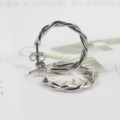 Orecchini a Cerchio Minimalisti in Argento Sterling 925 Design a Spirale Geometrici Intrecciati Gioielli Moda Donna Regalo