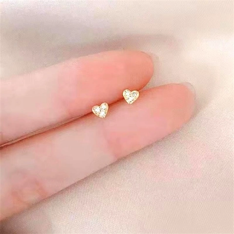 925 Sterlingsilber Mini Herz Ohrstecker Mit Zirkonia Vergoldet Koreanischer Stil Einfache Süße Herz Ohrringe Schmuck Für Damen