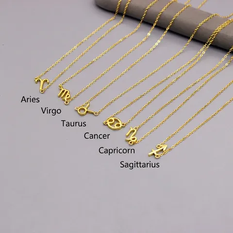 Collar de Plata de Ley 925 con Colgante de Signo del Zodiaco para Mujer Chapado en Oro Plata Doce Constelaciones Joyería Regalo