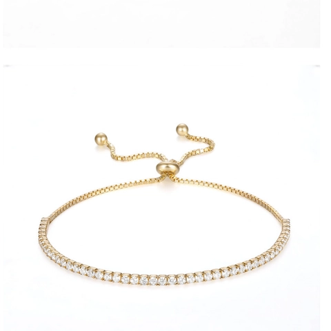 Elegantes 925 Sterlingsilber Zirkonia Tennis Armband Verstellbarer Bolo-Verschluss Full Strass Armband Für Damen Schmuck Geschenk