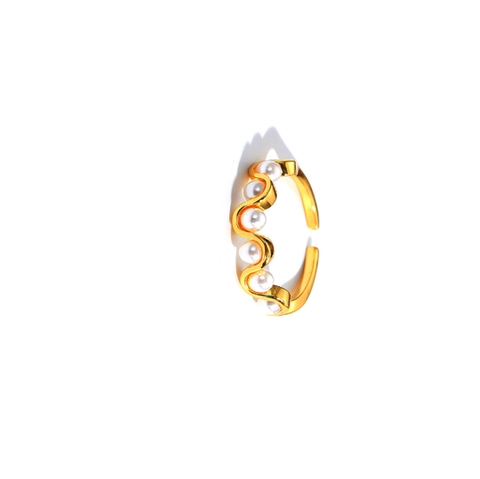 Elegant 925 Sterling Silver Wave Pearl Ring With Wavy Design And Artificial Pearls Open Adjustable Jewelry Gift For Women