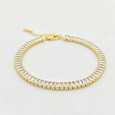 S925 Sterling Silver Square Baguette Zirconia Tennis Bracelet For Women Men Minimalist Geometric Inlaid Luxury Jewelry Gift