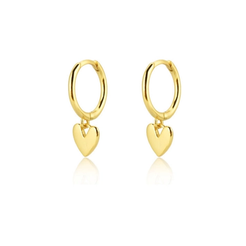 Pendientes de Aro con Colgante de Corazón de Plata de Ley S925 Minimalistas Vintage Corazón Huggie para Mujer Joyería Diaria