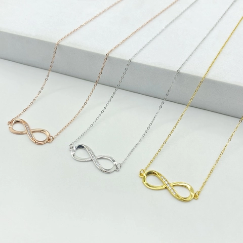 Collar con Colgante de Infinito de Plata de Ley 925 para Mujer con Circonia Incrustada Cadena Ajustable Joyería Regalo