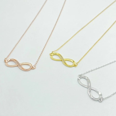 Collar con Colgante de Infinito de Plata de Ley 925 para Mujer con Circonia Incrustada Cadena Ajustable Joyería Regalo