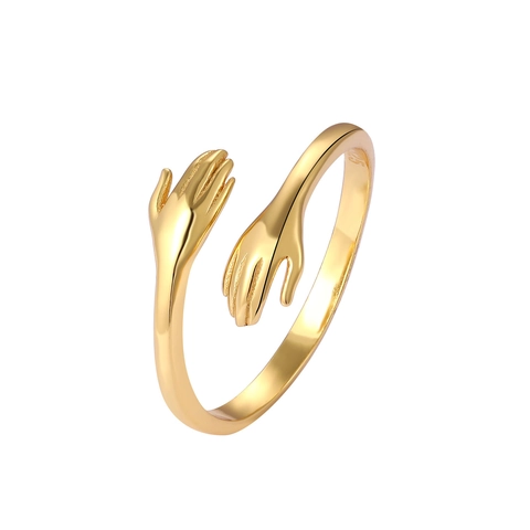 Anillo Ajustable de Plata de Ley 925 Con Manos Abrazadas Anillo Romántico Abrazo de Amor Para Mujeres Joyería Regalo