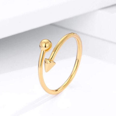 925 Sterlingsilber Offener Wickelring Geometrische Kugel Pfeil Kegel Verstellbarer Minimalistischer Vergoldeter Fingerring Damen Schmuck