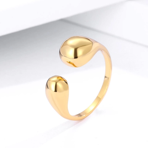 Minimalist 925 Sterling Silver Water Drop Open Ring For Women Vintage Geometric Gold Silver Plated Finger Ring Jewelry