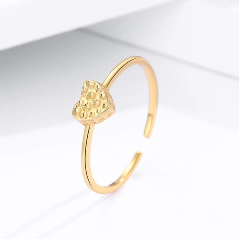 925 Sterlingsilber Herz Offener Ring Für Damen Verstellbare Gehämmerte Textur Minimalistischer Modeschmuck Fingerring Geschenk