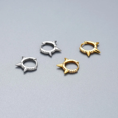Orecchini a Cerchio Punk con Borchie a Spillo in Argento Sterling 925 per Donna con Micro Intarsi in Zirconia Gioielli di Moda