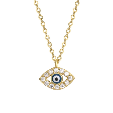 Vintage 925 Sterlingsilber Evil Eye Anhänger Halskette Für Damen Emaille Strass Eingelegt Schlüsselbein Kette Schmuck Geschenk