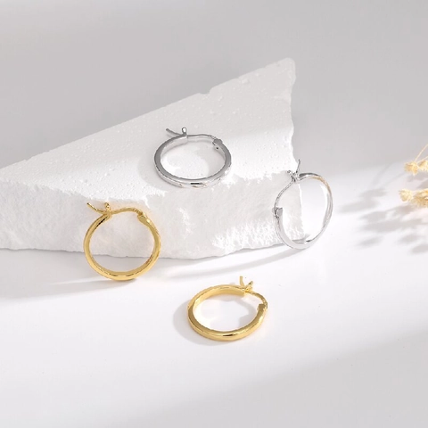 Orecchini A Cerchio In Argento Sterling 925 Minimalisti Lucidati Geometrici Tondi Gioielli Di Moda Leggeri Per Donne Quotidiano