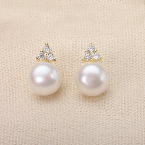 Elegante 925 Sterling Zilver Stift Kunstparel Oorknopjes Met Glinsterende Strass Goud Zilver Kleur Sieraden Voor Dames
