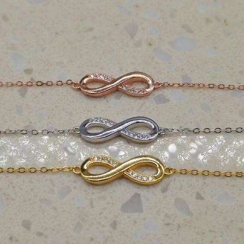Bracciale Infinito in Argento Sterling 925 per Donna Con Zirconia Intarsiata Gioielli da Mano Alla Moda Regalo di Anniversario