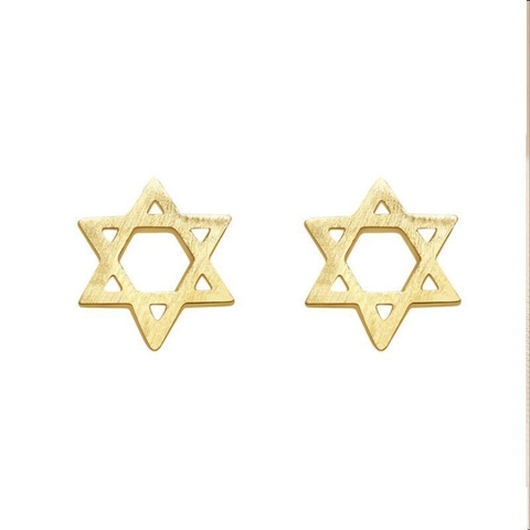 Minimalisti Orecchini a Bottone Esagonali Cavi in Argento Sterling 925 Placcati Oro Stella Orecchini per Donna Gioielli di Moda Stile Coreano