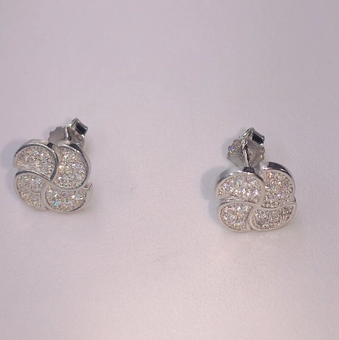 Pendientes de Botón de Trébol de Cuatro Hojas de Plata de Ley 925 para Mujer Minimalistas con Pavé de Strass Joyería de Moda Elegante